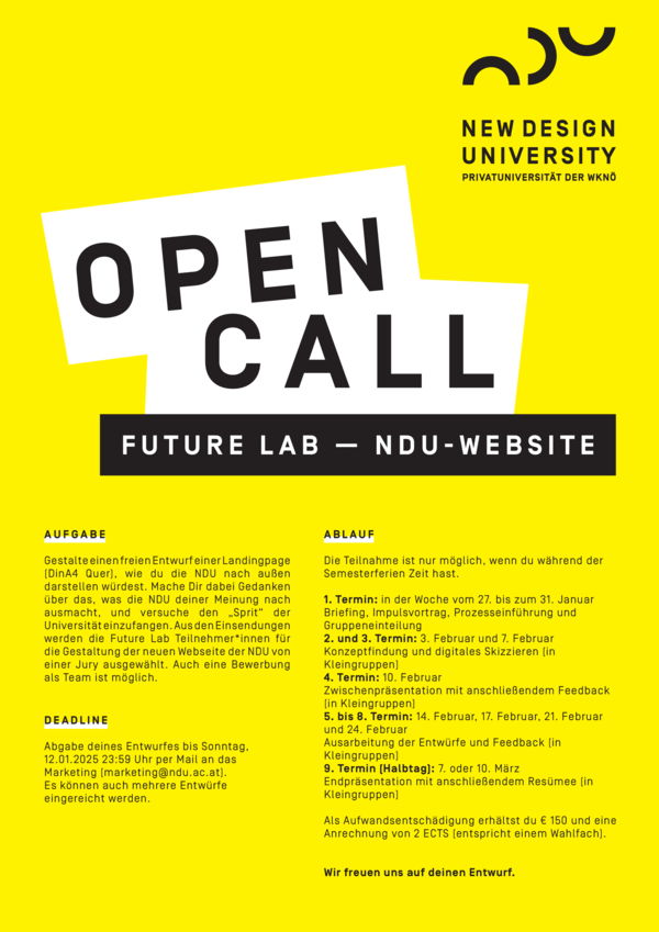 OPEN CALL: NDU Website