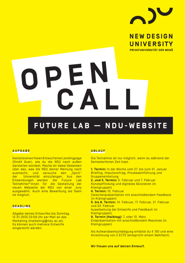 OPEN CALL: NDU Website